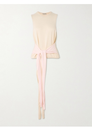 JW Anderson - Tie-detailed Cotton And Cashmere-blend Tank - Ivory - xx small,x small,small,medium,large,x large,xx large