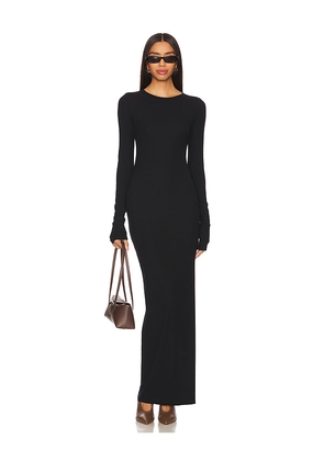 Eterne Long Sleeve Crewneck Maxi Dress in Black. Size M. Also in S, XS.