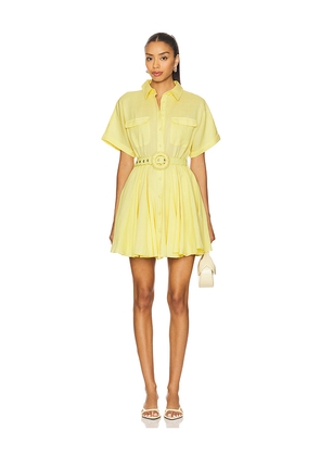 HEMANT AND NANDITA x REVOLVE Belted Mini Dress in Lemon. Size XL. Also in XS, S.