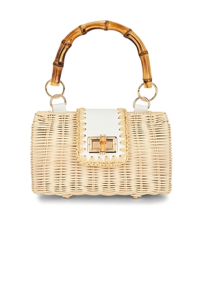 BTB Los Angeles Mason Bamboo Clutch in Cream.