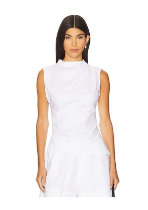 AEXAE Linen Ruched Top in White. Size S. Also in XL, XS.