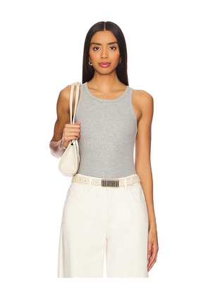 Eterne High Neck Fitted Tank Top in Grey. Size XL. Also in L, M, S, XS.