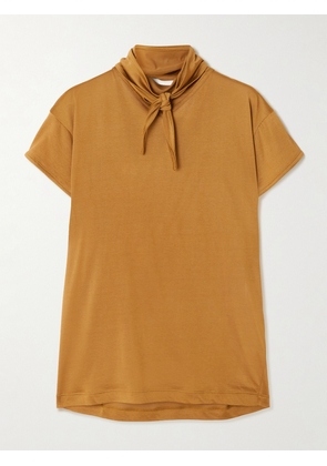 LEMAIRE - Tie-neck Jersey T-shirt - Brown - xx small,x small,small,medium,large,x large