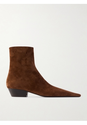 SAINT LAURENT - Jill Suede Ankle Boots - Brown - EU 35,EU 36,EU 37,EU 37.5,EU 38,EU 38.5,EU 39,EU 39.5,EU 40,EU 41.5