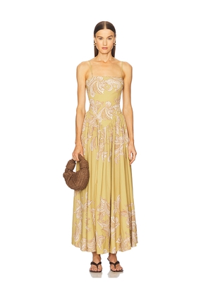 HEMANT AND NANDITA Corset Maxi Dress in Olive. Size M. Also in L, S.