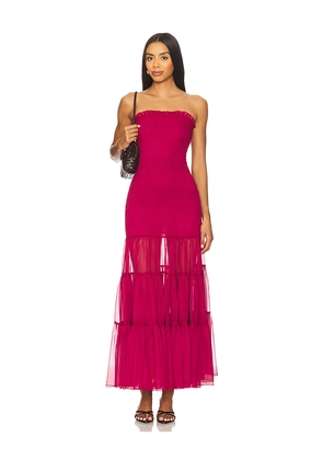 Bardot Azura Strapless Maxi Dress in Burgundy. Size 12. Also in 4, 6, 8, 10.
