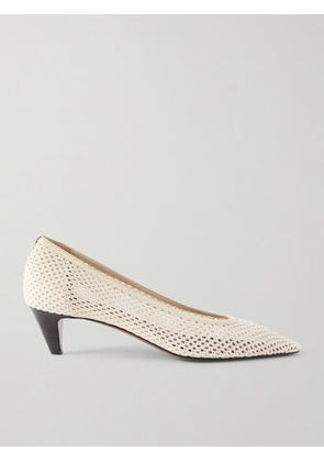 NEOUS - Fera 40 Leather-trimmed Woven Pumps - Cream - IT35,IT36,IT36.5,IT37,IT37.5,IT38,IT38.5,IT39,IT39.5,IT40,IT40.5,IT41