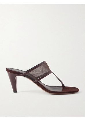 NEOUS - Vena 65 Leather-trimmed Mesh Sandals - Brown - IT35,IT36,IT36.5,IT37,IT37.5,IT38,IT38.5,IT39,IT39.5,IT40,IT41