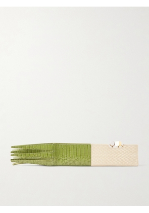 Jacquemus - Poireau Fringed Textured-leather Clutch - Green - One size
