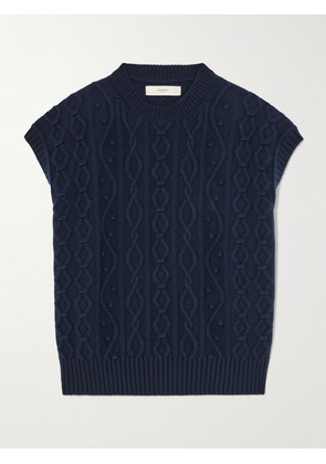 Purdey - Cable-knit Cotton And Cashmere-blend Vest - Blue - xx small,x small,small,medium,large,x large