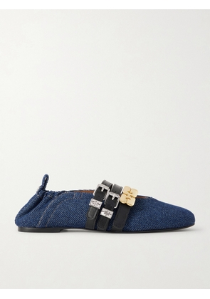 GANNI - Sue Triple Embellished Denim Ballet Flats - Blue - IT36,IT37,IT38,IT39,IT40,IT41,IT42
