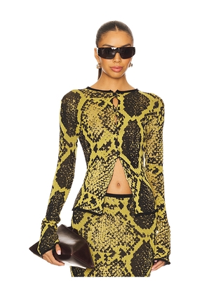 THE ATTICO Python Cardigan in Yellow,Black. Size 40. Also in 42.