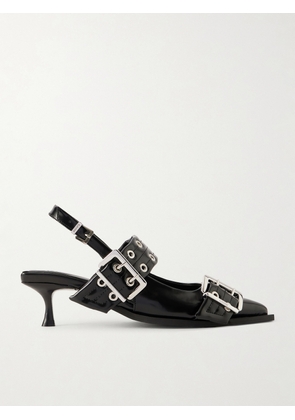 GANNI - Feminine Buckle Vegan Slingback Pumps - Black - IT36,IT37,IT38,IT39,IT40,IT41,IT42