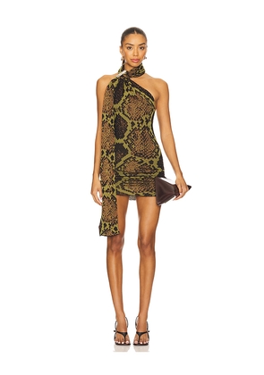 THE ATTICO Python Sleeveless Mini Dress in Green. Size 42. Also in 40.
