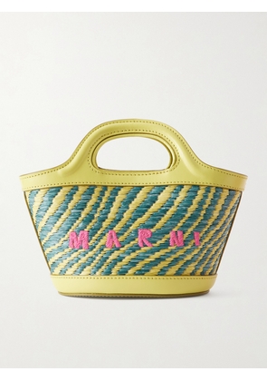 Marni - Tropicalia Micro Leather And Embroidered Faux Raffia Tote - Green - One size