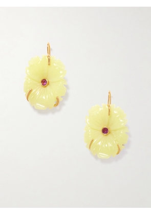 Lizzie Fortunato - New Bloom Gold-plated, Jade And Rhodolite Earrings - Yellow - One size