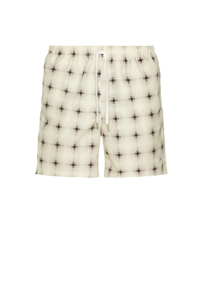Bather Ivory Digi Plaid Swim Trunks in Beige. Size M. Also in XL/1X.