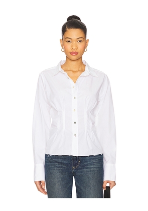 AMO Denim Lucinda Shirt in White. Size S. Also in M, XS.