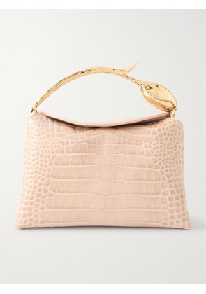 Erdem - Bloom Midi Embellished Croc-effect Leather Shoulder Bag - Pink - One size