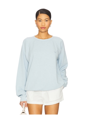 Eterne Oversized Lightweight French Terry Raglan Sweatshirt in Baby Blue. Size M. Also in S, L, XL.
