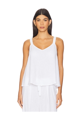 eberjey Linen Blend V Neck Cami in Ivory. Size XL. Also in L, XS.