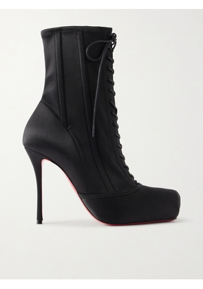 Christian Louboutin - Pavlova 100 Lace-up Satin Ankle Boots - Black - IT36,IT36.5,IT37,IT37.5,IT38,IT38.5,IT39,IT39.5,IT40,IT40.5,IT41,IT41.5,IT42