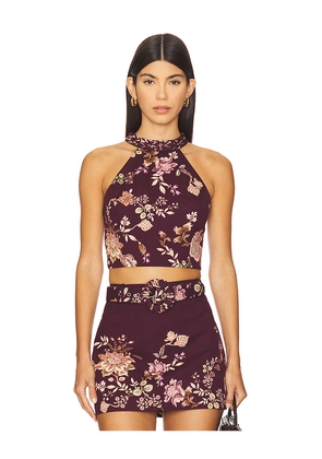 HEMANT AND NANDITA Halter Neck Top in Burgundy. Size M. Also in L, XS, XXS.