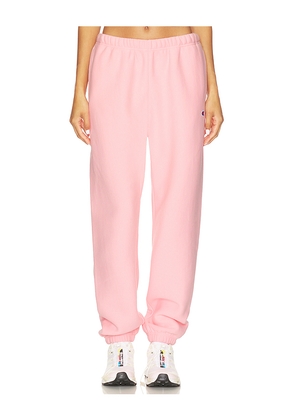 Champion Essentials Reverse Weave Cinched Bottom Sweatpant in Pink. Size M. Also in S, XS, L, XL.