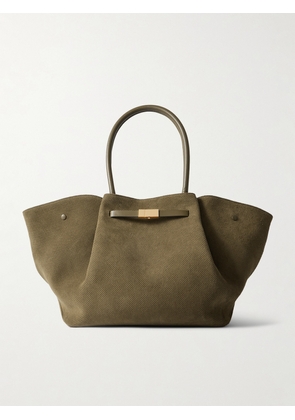 DeMellier - New York Large Leather-trimmed Perforated Suede Tote - Green - One size