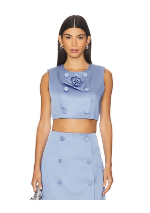 AKNVAS Edie Dutchess Satin Top in Blue. Size 10. Also in 0, 4, 8.