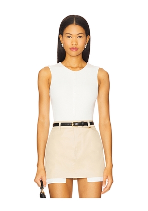 ALL THE WAYS Tamara Bodysuit Top in White. Size M. Also in XS, XXS, S, L, XL.