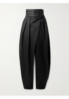 Alaïa - Silk-trimmed Grain De Poudre Wool-blend Barrel-leg Pants - Black - FR 34,FR 36,FR 38,FR 40,FR 42