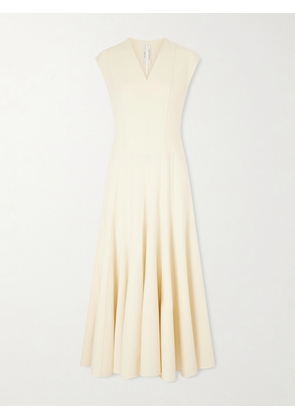 Another Tomorrow - Paneled Stretch-wool Midi Dress - Cream - IT36,IT38,IT40,IT42,IT44,IT46