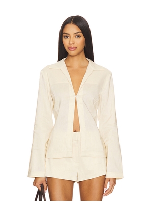 EAVES Iyla Shirt Jacket in Neutral. Size M. Also in S, L, XL.