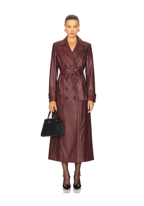Bardot Faux Leather Longline Coat in Burgundy. Size M. Also in S, XS, L, XL.