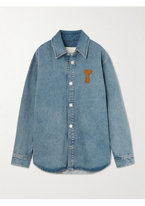 AMI PARIS - Ami De Cœur Appliquéd Denim Shirt - Blue - xx small,x small,small,medium,large,x large