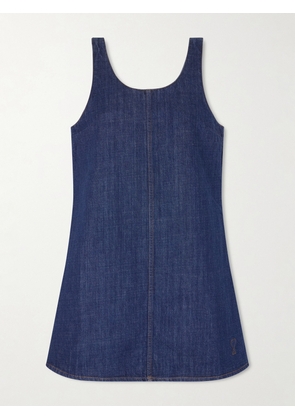 AMI PARIS - Embroidered Denim Mini Dress - Blue - xx small,x small,small,medium,large,x large