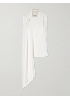 AMI PARIS - Scarf-detailed Jersey Top - Cream - xx small,x small,small,medium,large,x large