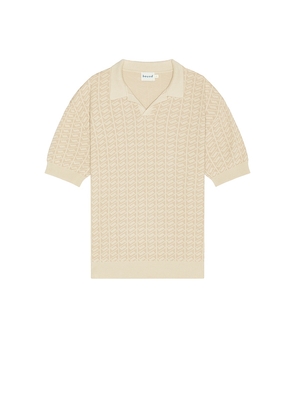 Bound Harris Knit Polo in Cream. Size M. Also in S, L, XL/1X.