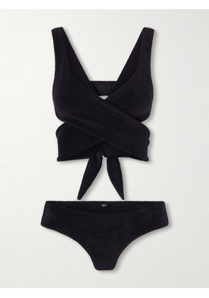 Lisa Marie Fernandez - Marie-louise Cotton-blend Terry Bikini - Black - 1,2,3,4