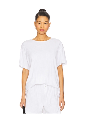 DONNI. Pointelle Oversized Tee in White. Size M. Also in XXS, XS, S, L, XL.