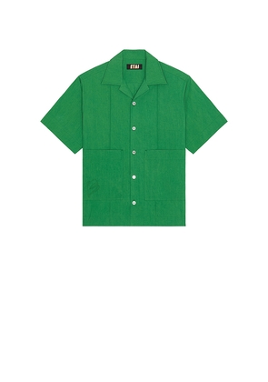 Etai LA Double Pocket Pin Tuck Shirt in Green. Size S. Also in L.