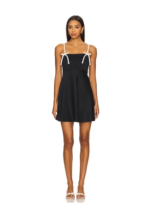 Alice + Olivia Morgan Babydoll Mini Dress With Bow Dtl in Black. Size 4. Also in 6, 8.
