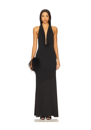 Alice + Olivia Dani Midi Dress With Sheer Panel in Black. Size 6. Also in 10, 8.
