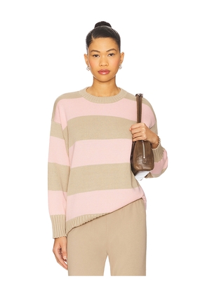DONNI. Stripe Crewneck Sweater in Blush,Beige. Size M. Also in L.