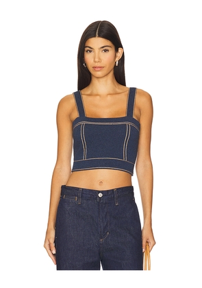Autumn Cashmere Cropped Top Stitch Tank Top in Navy. Size M. Also in XS, S, L.