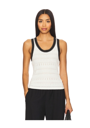 Autumn Cashmere Pointelle Racer Back Tank Top With Saddle Stitching in Ivory. Size S. Also in XS, M.