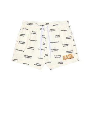 Duvin Design Auto Reply Swim Short in Cream. Size M. Also in S, L.