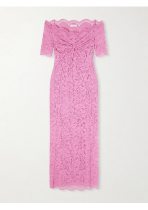RABANNE - Off-the-shoulder Scalloped Lace Midi Dress - Pink - FR 34,FR 36,FR 38,FR 40,FR 42,FR 44