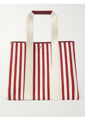RUE de VERNEUIL - Traversée Glacier Large Webbing And Leather-trimmed Striped Canvas Tote - Burgundy - One size